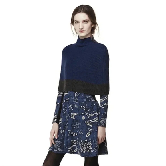 {Thakoon} By Design Nation Ribbed Mocneck Caplet in Royal Blue/Grey L/XL - Picture 1 of 9